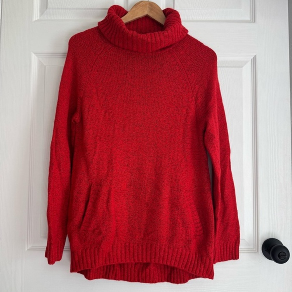 The Limited Red Wool Blend Turtleneck Sweater with Pockets | Size Small